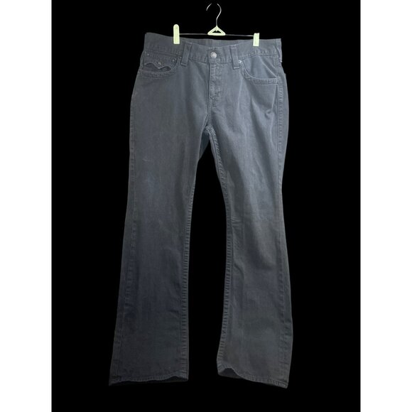 True Religion Mens Straight Leg Jeans Size 34 Black Denim Made In Mexico - Picture 1 of 6